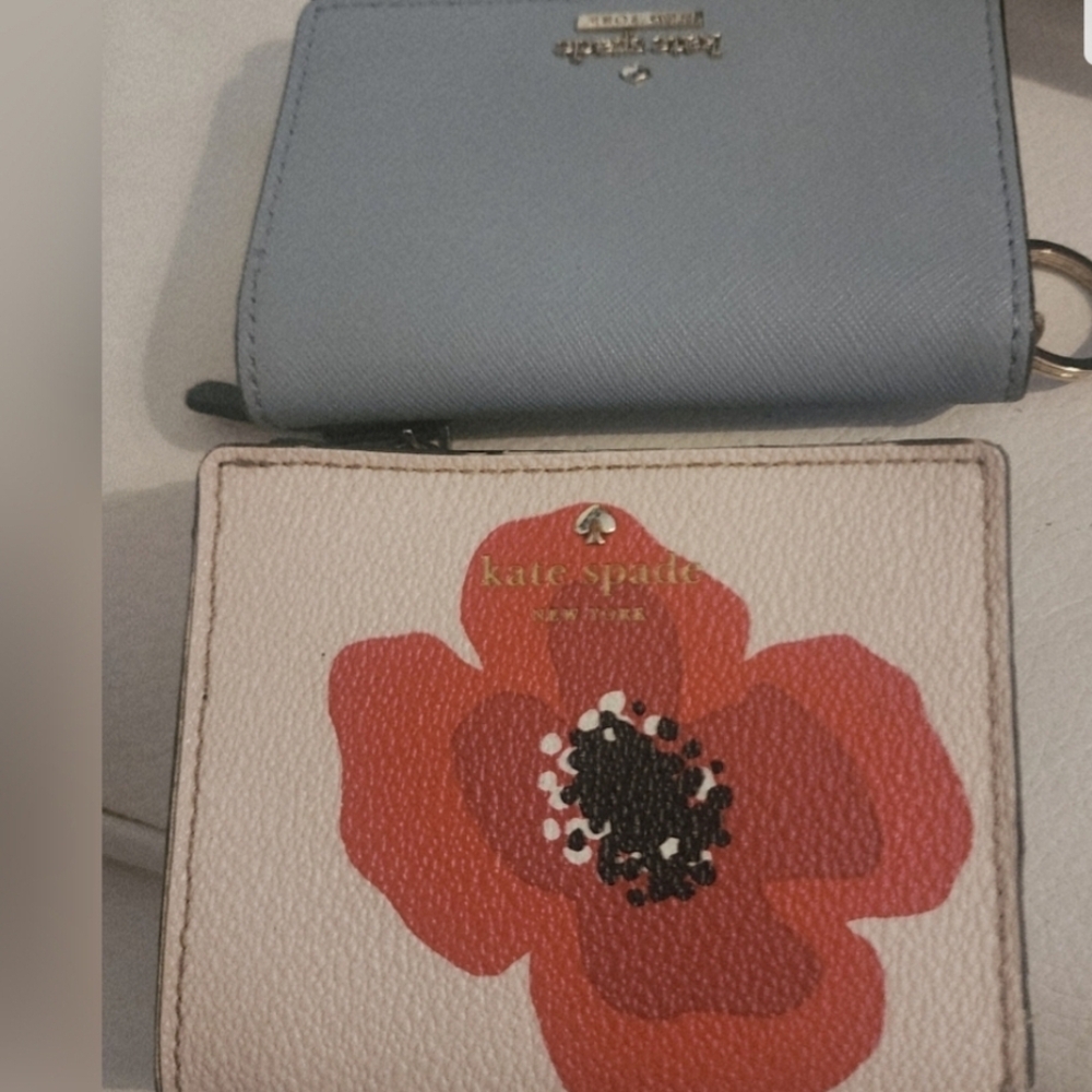 Kate Spade Blue and Cream Floral Wallet Set